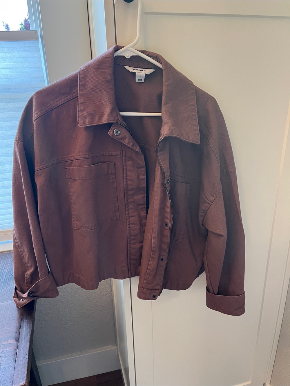 Old Navy Women's Rose Pink Cropped Canvas Jacket